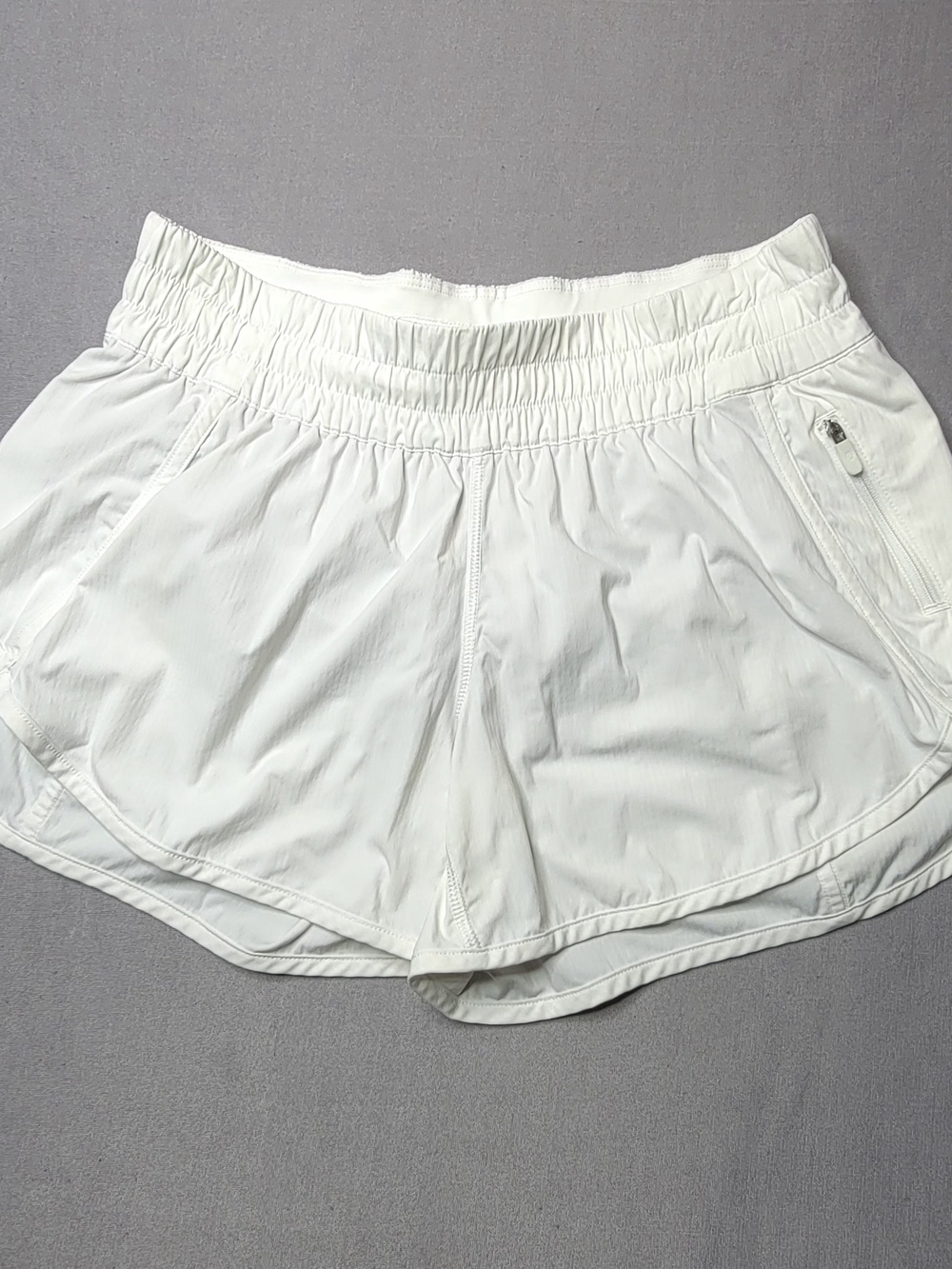 lululemon athletica White Women's Running Shorts with Zip Pocket Size 8
